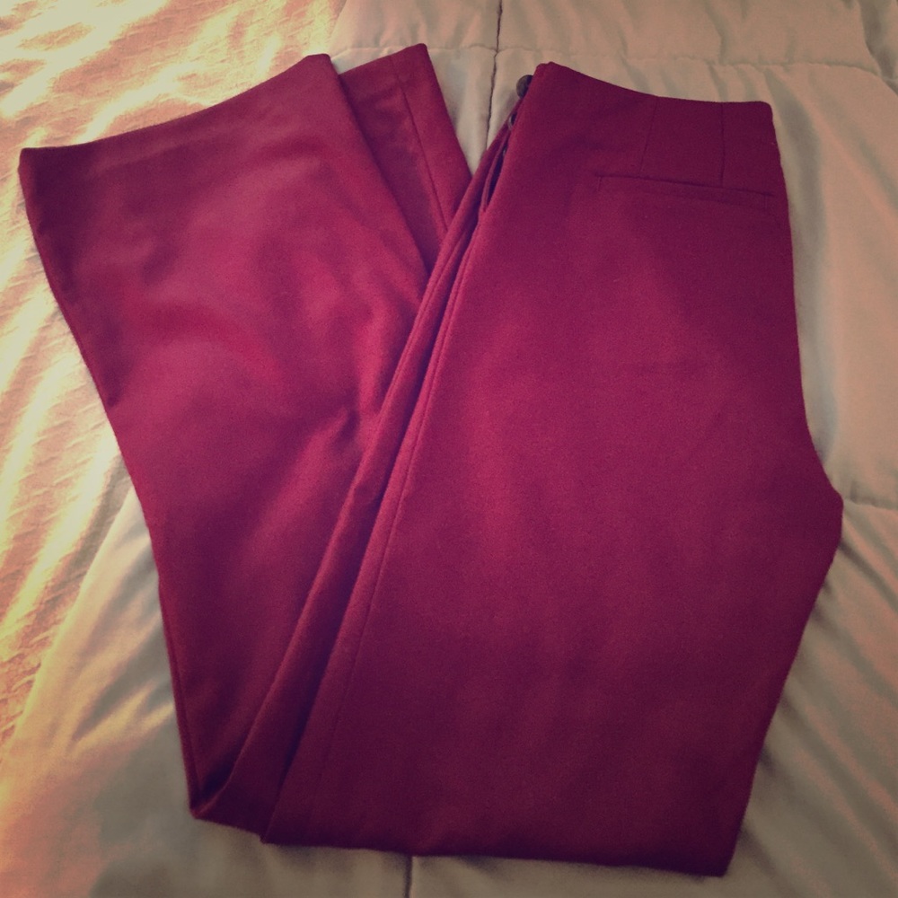 Chic burgundy sailor style side button dress pants